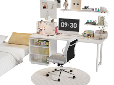 现代学生书桌椅组合3d模型 现代学生书桌椅组合