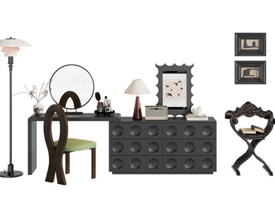 法式中古风化妆 梳妆台3d模型 法式中古风化妆 梳妆台