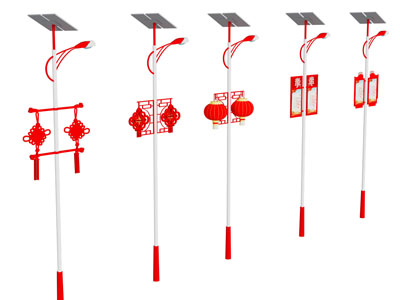 新中式装饰中国结的太阳能路灯3d模型 新中式装饰中国结的太阳能路灯