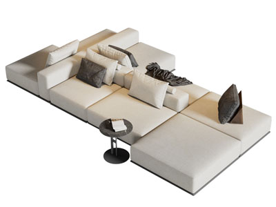 现代双向多人沙发3d模型 现代双向多人沙发