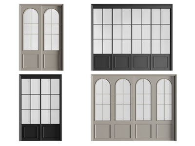 法式双开门 玻璃门 平开门3d模型 法式双开门 玻璃门 平开门