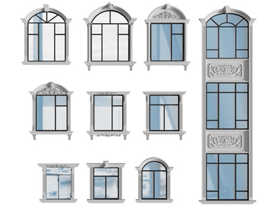 欧式拱形平开窗户 玻璃窗户3d模型 欧式拱形平开窗户 玻璃窗户