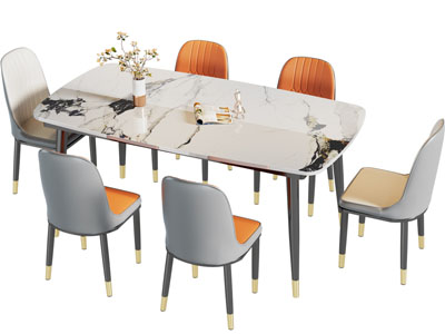 现代大理石餐桌椅组合3d模型 现代大理石餐桌椅组合