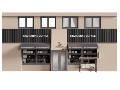 现代咖啡店门头3d模型 现代咖啡店门头