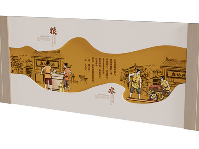 新中式粮食文化展览墙 文化墙3d模型 新中式粮食文化展览墙 文化墙