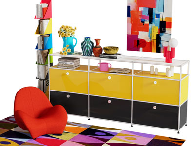 现代多巴胺玄关柜 边柜 书架3d模型 现代多巴胺玄关柜 边柜 书架