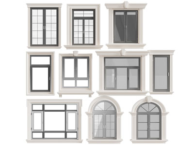 欧式拱形平开窗户3d模型 欧式拱形平开窗户