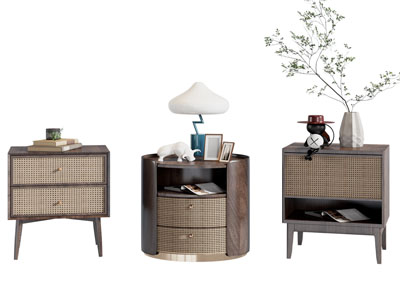 侘寂风实木床头柜