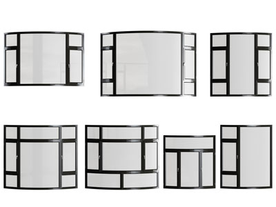 现代圆弧形阳台窗户 平开窗户3d模型 现代圆弧形阳台窗户 平开窗户