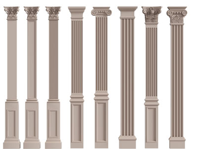 现代方形罗马柱子 柱顶 柱基3d模型 现代方形罗马柱子 柱顶 柱基