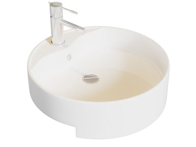 现代圆形陶瓷洗手盆 洗手池 水龙头