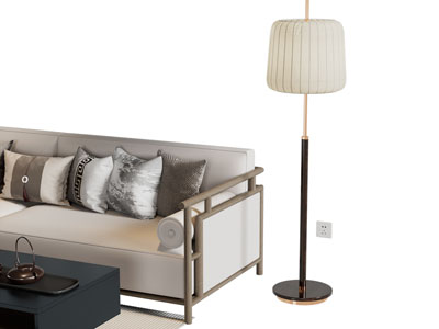 新中式落地灯3d模型 新中式落地灯