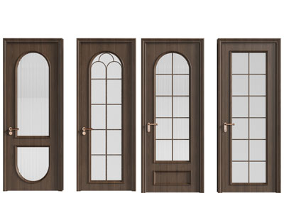 美式玻璃房门 平开门3d模型 美式玻璃房门 平开门