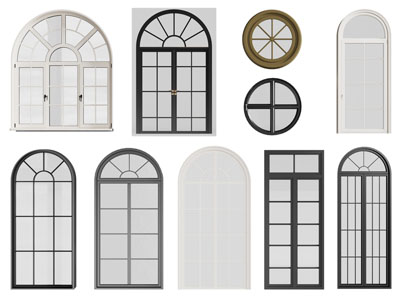 法式拱形平开窗户 阁楼窗户3d模型 法式拱形平开窗户 阁楼窗户
