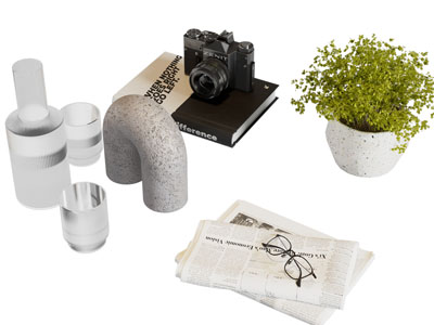 侘寂风饰品 相机 书籍 盆景盆栽 摆件组合