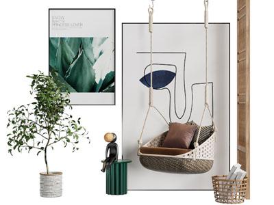 现代装饰挂画 秋千吊椅3d模型 现代装饰挂画 秋千吊椅