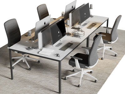 现代办公桌椅组合3d模型 现代办公桌椅组合