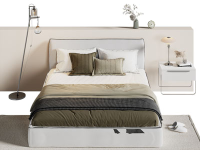 现代双人床 床头柜