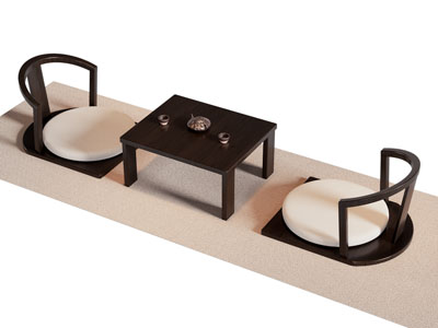 新中式茶桌椅组合3d模型 新中式茶桌椅组合