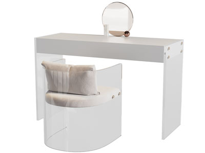 现代奶油风化妆 梳妆台3d模型 现代奶油风化妆 梳妆台