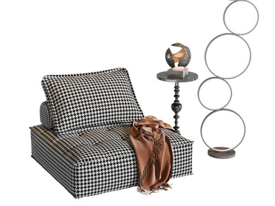 法式千鸟格懒人沙发 边几