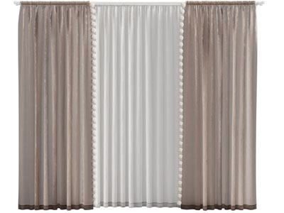 现代布艺窗帘窗纱3d模型 现代布艺窗帘窗纱