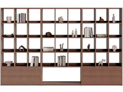 现代中古风开放式装饰书柜