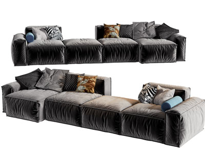 现代布艺多人沙发3d模型 现代布艺多人沙发