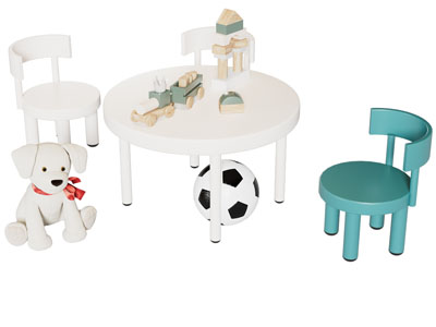 现代儿童桌椅组合3d模型 现代儿童桌椅组合