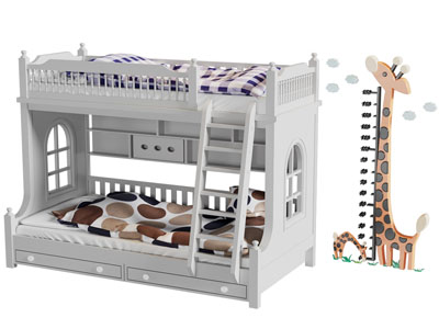 现代儿童上下床 长颈鹿身高尺