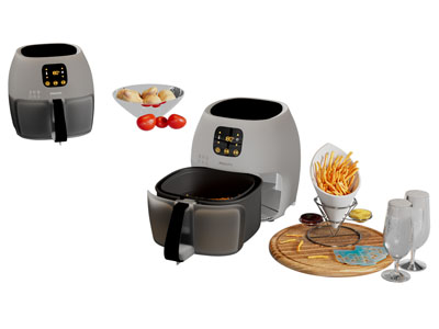 现代空气炸锅 薯条 高脚杯 厨房用品