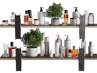 现代护肤品 化妆品 摆件组合3d模型 现代护肤品 化妆品 摆件组合