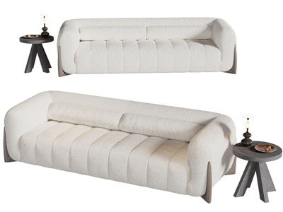 侘寂风奶油风多人沙发3d模型 侘寂风奶油风多人沙发