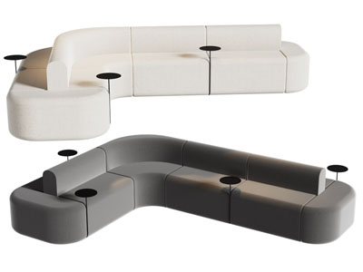 现代公共多人沙发3d模型 现代公共多人沙发