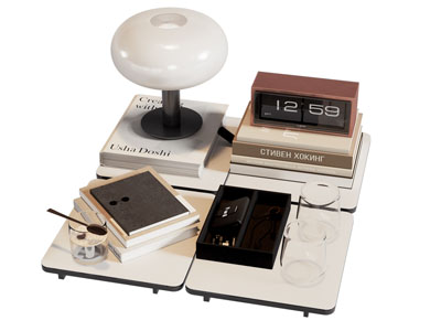 现代书籍 台灯 摆件组合3d模型 现代书籍 台灯 摆件组合