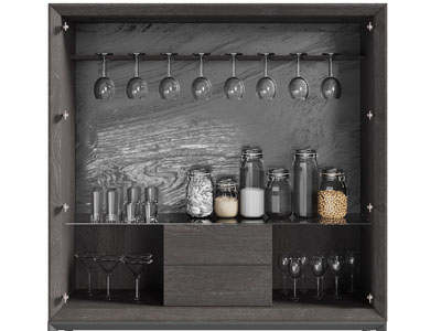 现代酒柜 厨具组合 玻璃瓶 杯子 玻璃调料瓶