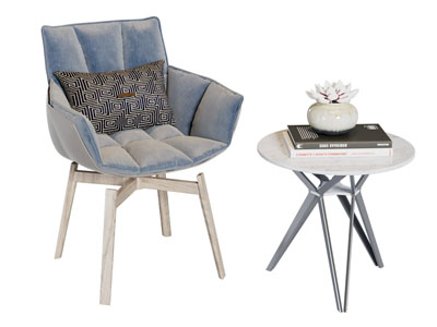 现代休闲椅子 边几