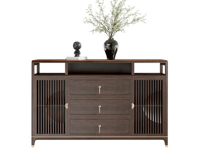 新中式中古风玄关柜 边柜3d模型 新中式中古风玄关柜 边柜