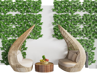 东南亚户外庭院竹编多人沙发 茶几组合