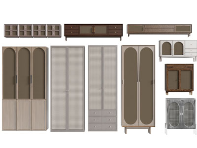 法式中古风衣柜 电视柜 玄关柜3d模型 法式中古风衣柜 电视柜 玄关柜