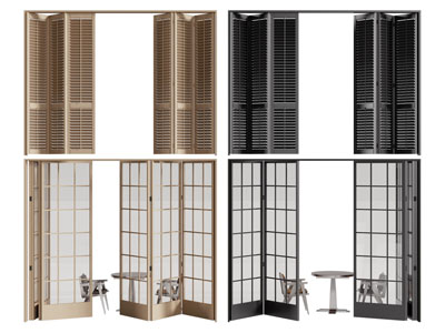 现代百叶折叠门 玻璃推拉门3d模型 现代百叶折叠门 玻璃推拉门