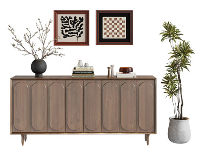 法式中古风玄关柜 边柜3d模型 法式中古风玄关柜 边柜