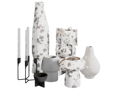 现代花瓶 烛台 摆件组合3d模型 现代花瓶 烛台 摆件组合