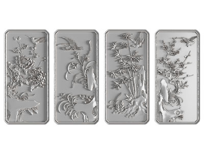 中式梅兰竹菊浮雕 装饰挂画3d模型 中式梅兰竹菊浮雕 装饰挂画