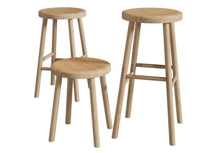 现代实木圆形凳子 吧凳