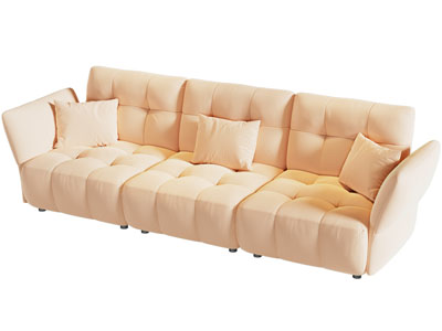 现代奶油风多人沙发3d模型 现代奶油风多人沙发