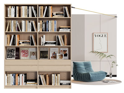 现代开放式书柜 懒人沙发