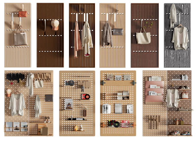 现代玄关墙面洞洞眼置物架 墙饰3d模型 现代玄关墙面洞洞眼置物架 墙饰