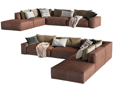 现代转角多人沙发3d模型 现代转角多人沙发