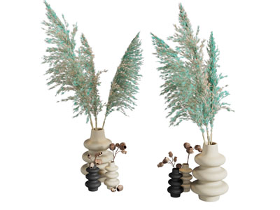 侘寂风花瓶花卉